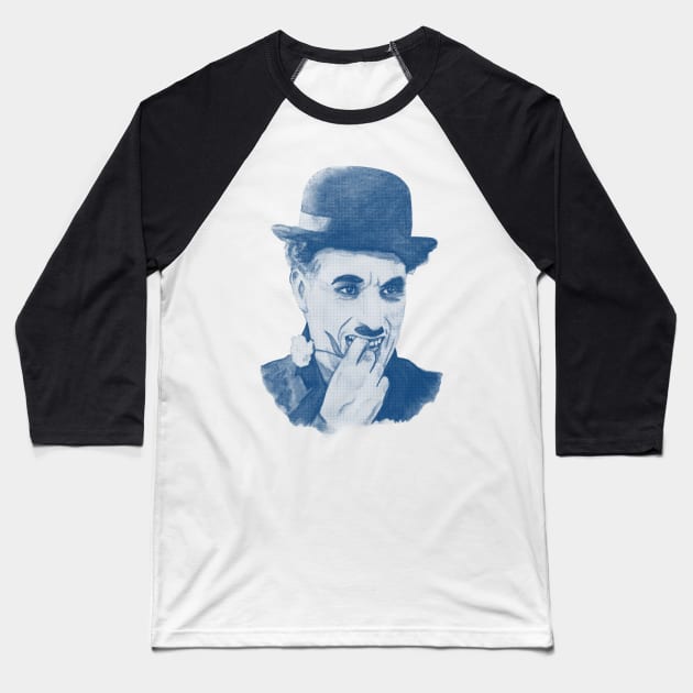 Chaplin blue Baseball T-Shirt by rakelittle